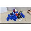 Image 1 : Collection of MLB Mini Batting Helmets (14), Various Teams, 2 Baseballs, Blue Jays Bank & Youth