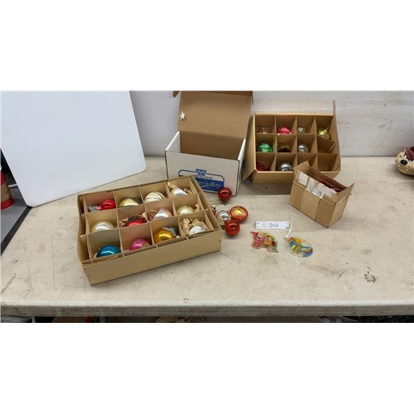 Vintage Christmas Ornament Collection with Glass & Plastic Ornaments and Decorative Figures in