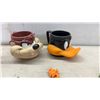 Image 2 : Looney Tunes Character Mugs (Porky Pig, Taz, Daffy Duck) with Vintage Plastic Figurines Lot
