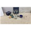 Image 1 : Seagull Pewter Collection: Wine Glasses, Marble Coasters Set, Jam Jar, Martini Glasses & Blue Dish