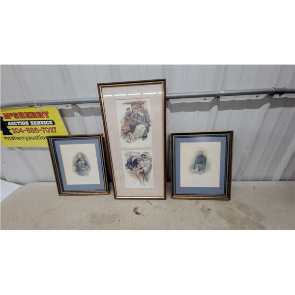 Framed Victorian Prints: Prince of Wales Portrait Pair & Romantic Scene Illustrations (3 Pcs)