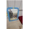 Image 1 : Vintage Blue Painted Wood Framed Wall Mirror with Yellow Diamond Accent 19.6 x 25.6"