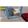 Image 3 : Vintage Blue Painted Wood Framed Wall Mirror with Yellow Diamond Accent 19.6 x 25.6"