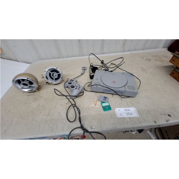 Sony PlayStation 1 Console SCPH-7501 with Controller, Memory Cards & Speakers