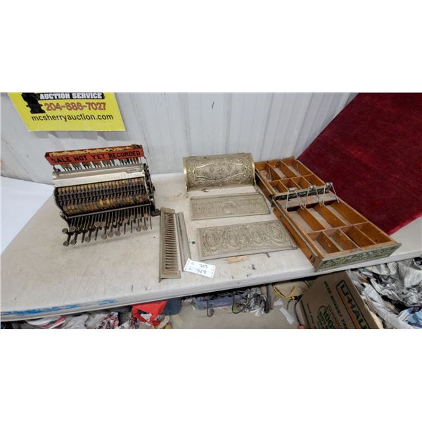 National Cash Register Co. Antique Brass Cash Register with Wooden Cash Drawer, Model 300 Series