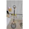 Image 2 : Vintage Art Deco Chrome & Onyx Smoking Stand with Ashtray Holders & Ornate Finial Parts or Project