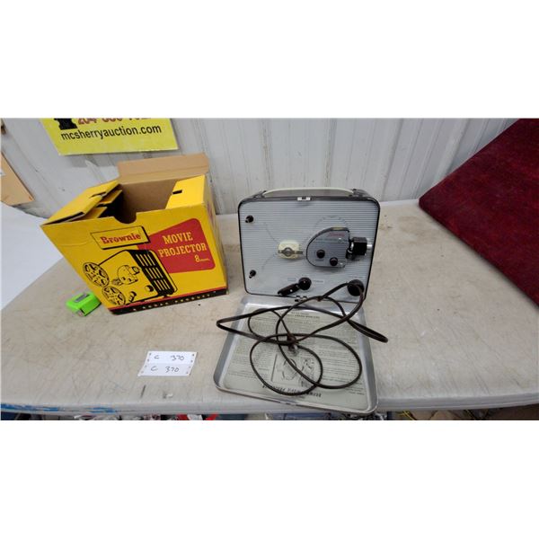 Kodak Brownie 8mm Movie Projector with Original Box, Manual & Carrying Case