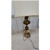 Image 3 : Brass Table Lamps (2) with Fabric Shades - Traditional Stacked Ball & Column Designs