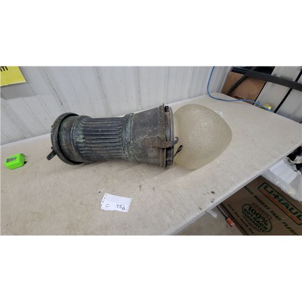 Antique Jandus Arc Lamp with Frosted Glass Globe, Cast Metal Body 29 "Long