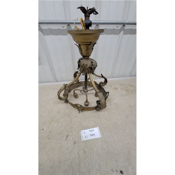 Antique Brass Chandelier Frame with Acanthus Leaf Details, 3-light, Rococo Revival Style