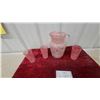Image 1 : Vintage Spaghetti String Glass Pitcher Set with 3 Tumblers, Red/White Drizzle Pattern