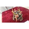 Image 3 : Decorative Hot Air Balloon Figurine with Passengers in Wicker Basket, Orange/Yellow Striped Design