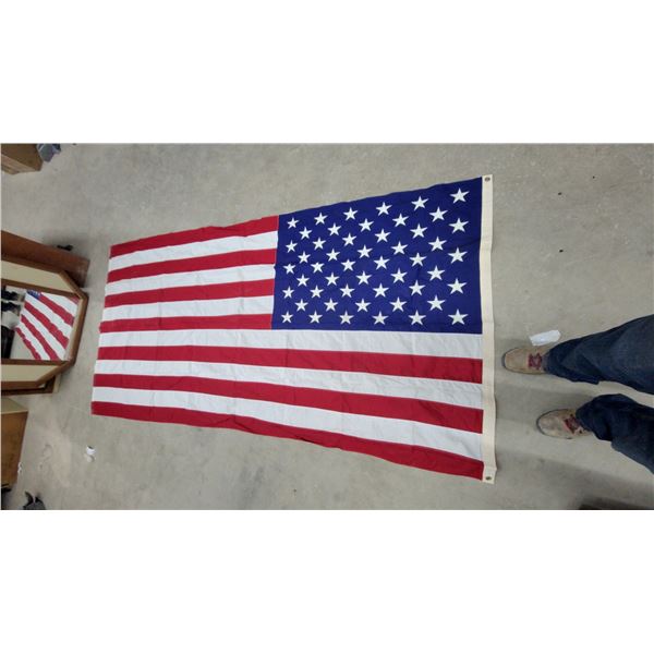 Best Cotton Bunting American Flag, 50 Stars, Embroidered Stars, Brass Grommets, Made in USA 108 x