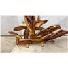 Image 4 : Carved Wooden Sculpture Featuring Multiple Fish Figures, Eels on Natural Wood Base with Turned Feet