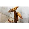 Image 5 : Carved Wooden Sculpture Featuring Multiple Fish Figures, Eels on Natural Wood Base with Turned Feet