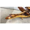 Image 8 : Carved Wooden Sculpture Featuring Multiple Fish Figures, Eels on Natural Wood Base with Turned Feet