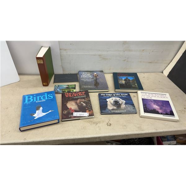 Collection of Nature & Outdoor Books Including Birds of Canada, Game Fishing, Astronomy Guide and