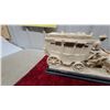 Image 10 : Carved Ivory-Style Stagecoach with Four Horses and Driver on Wooden Base, Decorative Sculpture