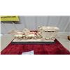 Image 1 : Carved Ivory-Style Stagecoach with Four Horses and Driver on Wooden Base, Decorative Sculpture