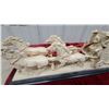 Image 3 : Carved Ivory-Style Stagecoach with Four Horses and Driver on Wooden Base, Decorative Sculpture