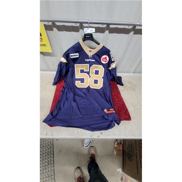Reebok CFL Winnipeg Blue Bombers #58 Lobendahn Football Jersey, Size Xl