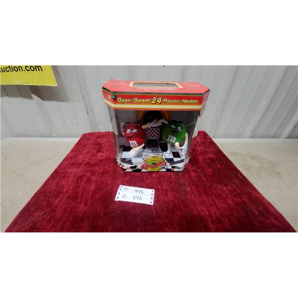 M&M's Rock'n Roll Cafe Candy Dispenser with Red & Green Characters, Original Box