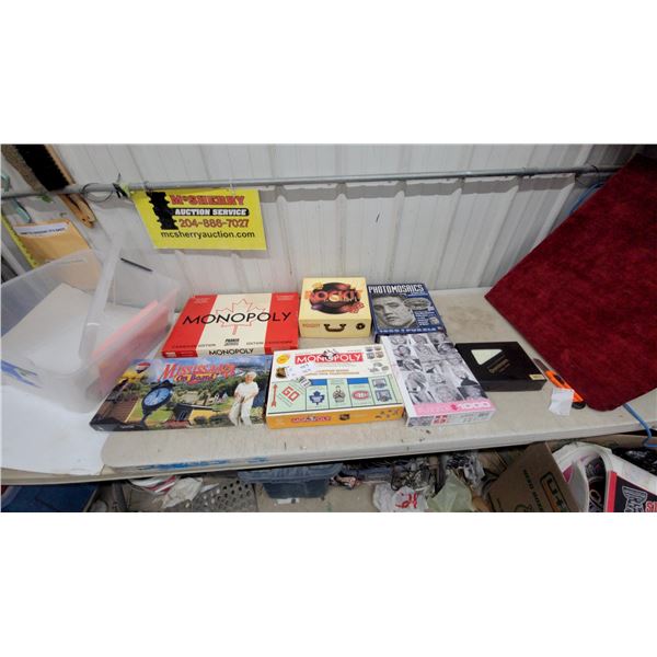 Board Games & Puzzles Lot: Monopoly Canadian Ed, NHL Monopoly, Mississauga, Puzzles, Dominoes