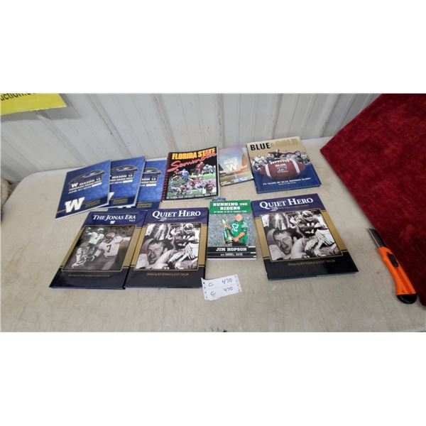 CFL Football Books & Memorabilia Lot - Winnipeg Blue Bombers, Saskatchewan Roughriders