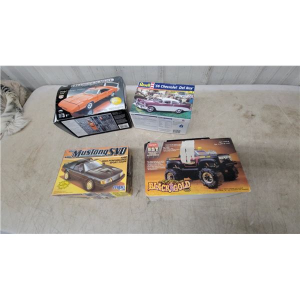 Lot of 4 Model Kits: MPC Mustang SVO, Lincoln Mint Dodge Charger Daytona, Revell '56 Chevy Del Ray