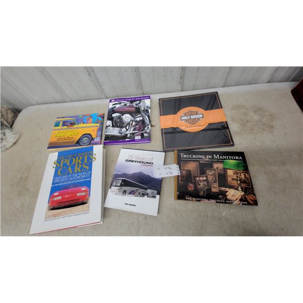 Collection of Transportation Books: Sports Cars, Harley-Davidson, Greyhound, Manitoba Trucking