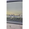 Image 5 : Framed Painting of a Fortified Coastal Town with Stone Towers and Walls, Black Frame 27 x 48"