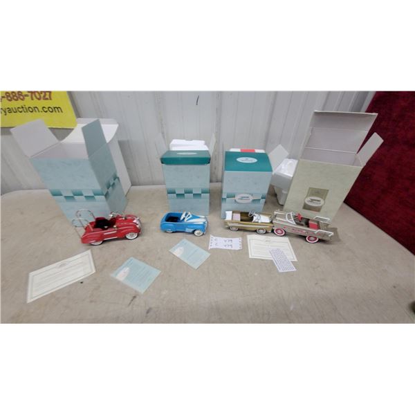 Hallmark Kiddie Car Classics Collection, 4 Die-Cast Pedal Car Replicas with Coas and Original Boxes