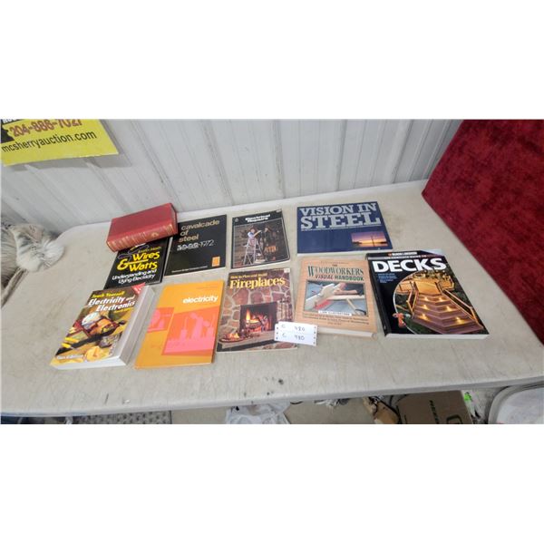 Collection of DIY & Trade Books - Electricity, Steel, Woodworking, Decks, Fireplaces - 10 Volumes