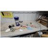 Image 1 : Krups Blender, Assorted Glassware, Ashtrays, Golf Balls, Decorative Plate, Playing Cards, Duck Cig.