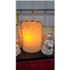 Image 3 : Vintage Table Lamp with Fiberglass Shade and Two Porcelain Angel Figurines (November & July Angels)