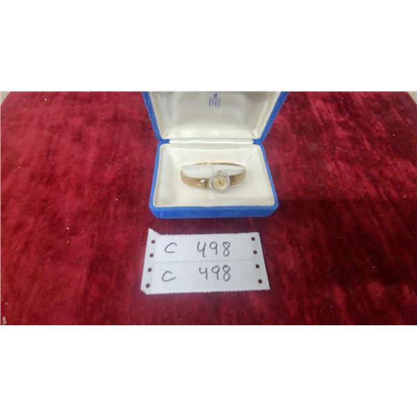 Birks Ladies Gold-Tone Bangle Watch with Diamond Bezel in Original Box