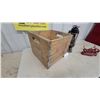 Image 2 : Wooden Crate Marked "Property of M.S.M.", Beacon Kerosene Lantern, and Red Cast Iron Scale No