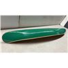 Image 5 : Peterborough Wooden Canoe Model with Display Stand and Two Paddles, Green Hull, Natural Interior