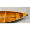 Image 6 : Peterborough Wooden Canoe Model with Display Stand and Two Paddles, Green Hull, Natural Interior