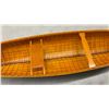 Image 7 : Peterborough Wooden Canoe Model with Display Stand and Two Paddles, Green Hull, Natural Interior