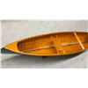 Image 8 : Peterborough Wooden Canoe Model with Display Stand and Two Paddles, Green Hull, Natural Interior