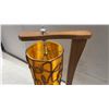 Image 4 : Mid-Century Modern Wooden Table Lamp with Orange Fiberglass Cylindrical Shade 25" High