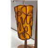 Image 5 : Mid-Century Modern Wooden Table Lamp with Orange Fiberglass Cylindrical Shade 25" High