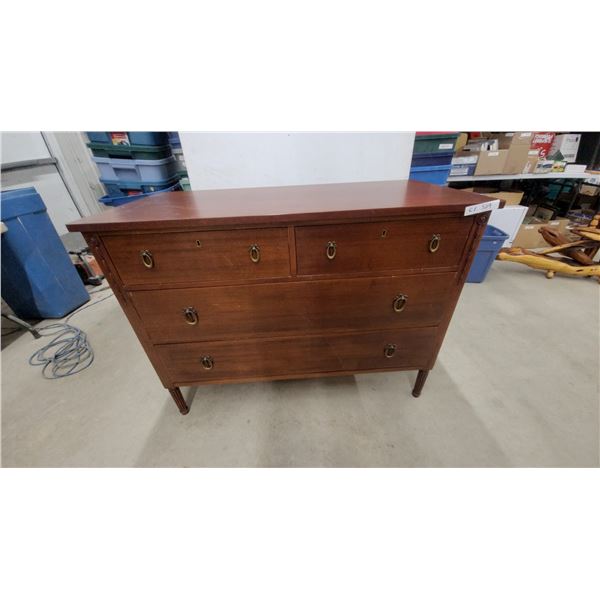 Vintage Mahogany Chest of Drawers with Brass Ring Pulls, 4 Drawers, Colonial Style 34 x 46 x 23"