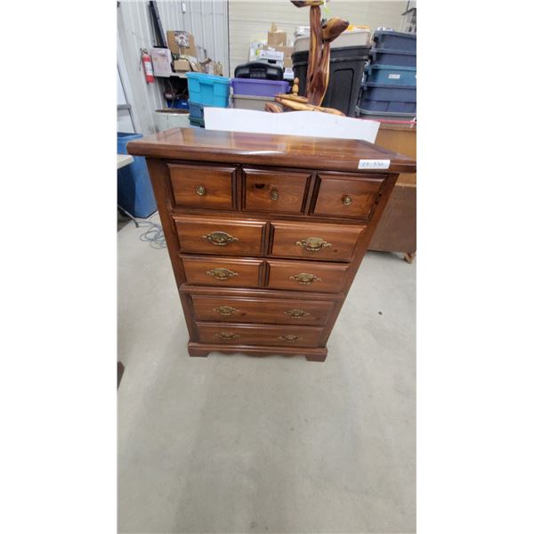 Pine Chest of Drawers with Brass Bail Pulls, 5full Drawers 46 x 34 x 17"