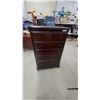 Image 1 : Dark Wood 5-drawer Chest of Drawers with Round Knobs and Bun Feet 54 x 19 x 35"