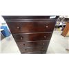 Image 5 : Dark Wood 5-drawer Chest of Drawers with Round Knobs and Bun Feet 54 x 19 x 35"