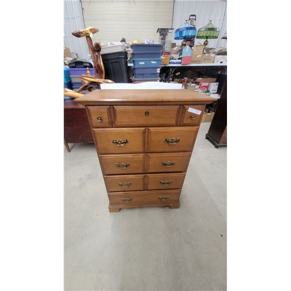 Vilas Maple 5-Drawer Chest of Drawers with Brass Bail Pulls, Colonial Style 48 x 33 x 17"