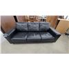Image 1 : Black Leather Leather style3-seater Sofa with Pillow-Top Cushions 78" Wide