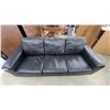 Image 2 : Black Leather Leather style3-seater Sofa with Pillow-Top Cushions 78" Wide